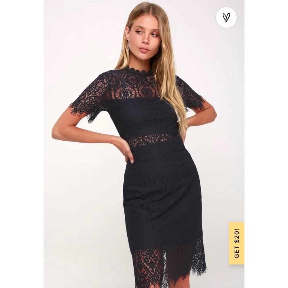 NWT Lulu's Black Lace Sheath Dress